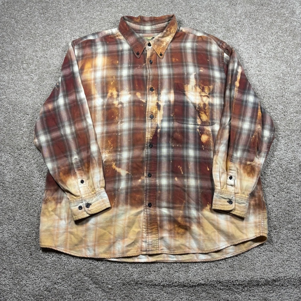 The Gypsy Warehouse Allman Brothers Band Bleach Wash Plaid Flannel Shirt Mens XL